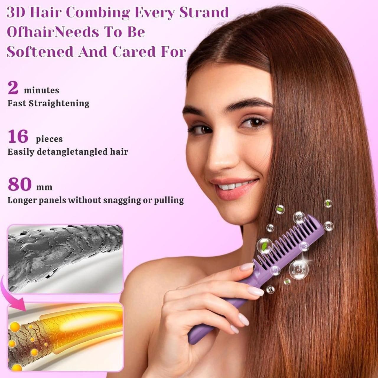 Portable Hair Straightener Cordless Rechargeable Hot Comb