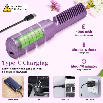 Portable Hair Straightener Cordless Rechargeable Hot Comb
